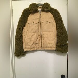 Universal Thread Olive and Beige Sherpa Jacket